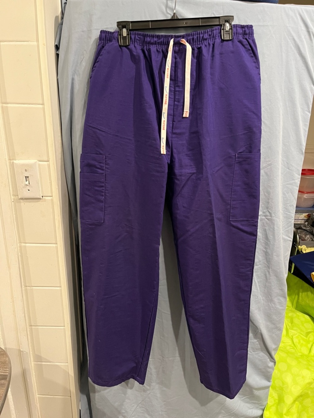 Delta Purple Drawstring Cargo Pants scrub size 1X
